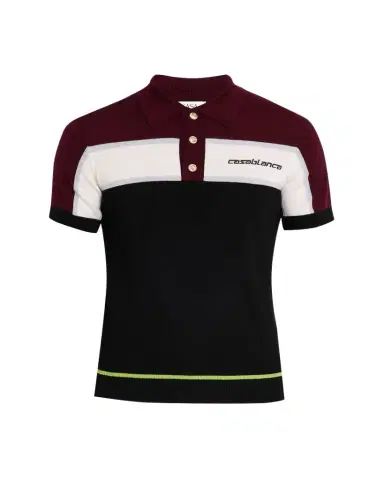 CASABLANCA Men's Stripe Knit Logo Polo Shirt | Thumbnail 1 CASABLANCA Men's Stripe Knit Logo Polo Shirt | Thumbnail 1