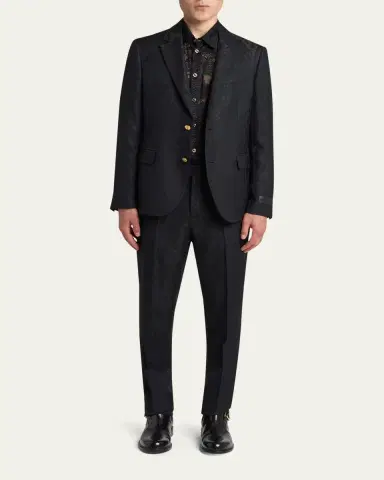 Versace Men's Python Jacquard Formal Pants | Thumbnail 2 Versace Men's Python Jacquard Formal Pants | Thumbnail 2