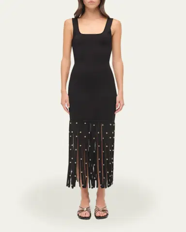 SIMKHAI Romelia Fringe Knit Midi Dress | Thumbnail 2 SIMKHAI Romelia Fringe Knit Midi Dress | Thumbnail 2