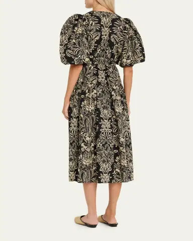 Ulla Johnson Harriet Floral Poplin Puff-Sleeve Midi Dress | Thumbnail 3 Ulla Johnson Harriet Floral Poplin Puff-Sleeve Midi Dress | Thumbnail 3