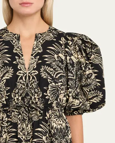 Ulla Johnson Harriet Floral Poplin Puff-Sleeve Midi Dress | Thumbnail 5 Ulla Johnson Harriet Floral Poplin Puff-Sleeve Midi Dress | Thumbnail 5