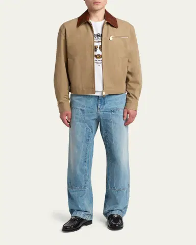 Versace Men's Leather Collar Blouson Jacket | Thumbnail 2 Versace Men's Leather Collar Blouson Jacket | Thumbnail 2