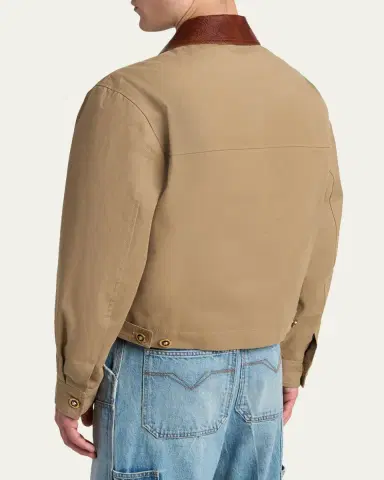 Versace Men's Leather Collar Blouson Jacket | Thumbnail 3 Versace Men's Leather Collar Blouson Jacket | Thumbnail 3