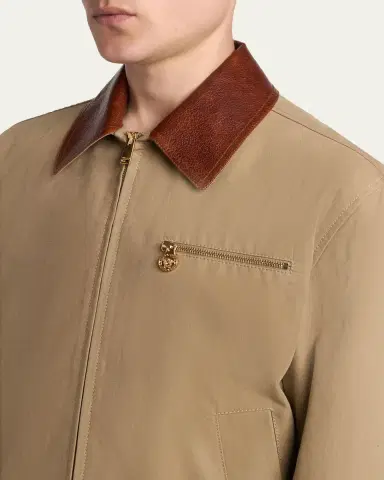 Versace Men's Leather Collar Blouson Jacket | Thumbnail 5 Versace Men's Leather Collar Blouson Jacket | Thumbnail 5