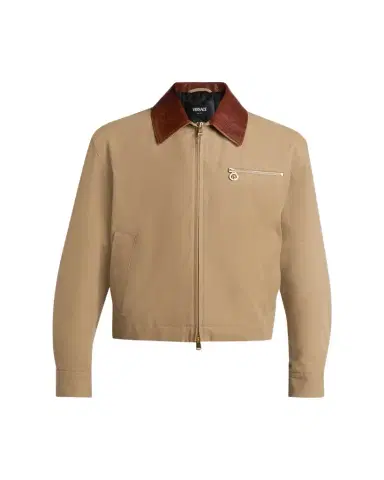 Versace Men's Leather Collar Blouson Jacket | Thumbnail 1 Versace Men's Leather Collar Blouson Jacket | Thumbnail 1