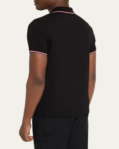 Moncler Men's tripe-Trim Cotton Polo Shirt | Thumbnail 3 Moncler Men's tripe-Trim Cotton Polo Shirt | Thumbnail 3