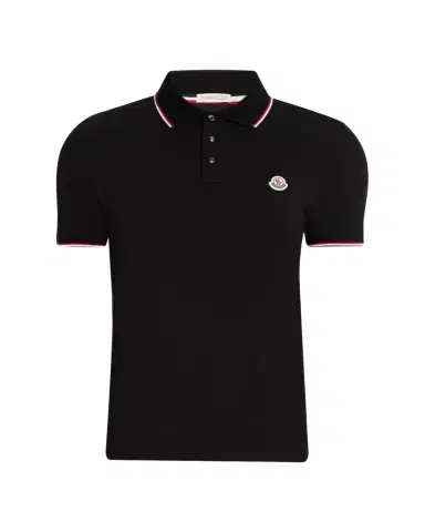 Moncler Men's tripe-Trim Cotton Polo Shirt | Thumbnail 1 Moncler Men's tripe-Trim Cotton Polo Shirt | Thumbnail 1