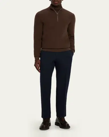 Zegna Men's Cotton and Wool Single-Pleated Pants | Thumbnail 2 Zegna Men's Cotton and Wool Single-Pleated Pants | Thumbnail 2