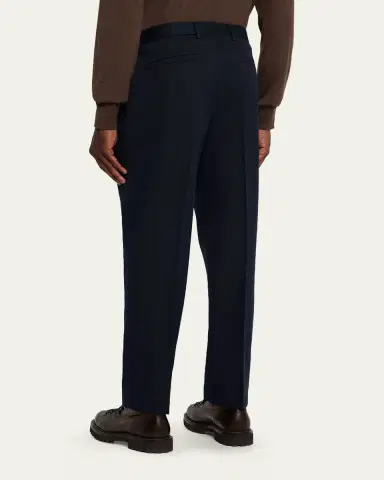 Zegna Men's Cotton and Wool Single-Pleated Pants | Thumbnail 3 Zegna Men's Cotton and Wool Single-Pleated Pants | Thumbnail 3