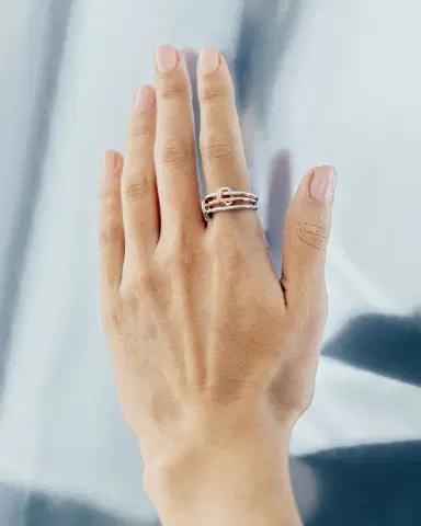 Spinelli Kilcollin Solarium SY Three Link Ring in Sterling Silver and 18K Yellow Gold Connectors | Thumbnail 2 Spinelli Kilcollin Solarium SY Three Link Ring in Sterling Silver and 18K Yellow Gold Connectors | Thumbnail 2