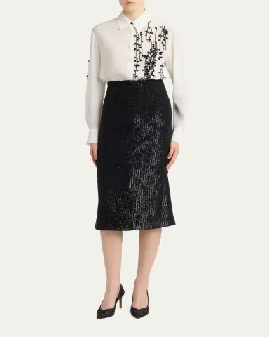 Kiton Striped Sequined Midi Pencil Skirt | Thumbnail 2 Kiton Striped Sequined Midi Pencil Skirt | Thumbnail 2