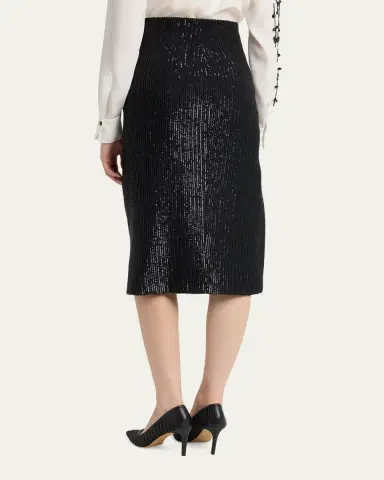 Kiton Striped Sequined Midi Pencil Skirt | Thumbnail 3 Kiton Striped Sequined Midi Pencil Skirt | Thumbnail 3