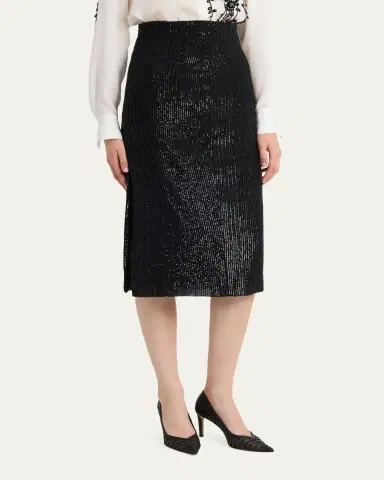 Kiton Striped Sequined Midi Pencil Skirt | Thumbnail 4 Kiton Striped Sequined Midi Pencil Skirt | Thumbnail 4
