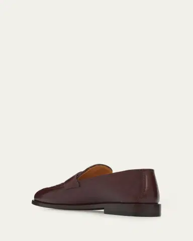 Brunello Cucinelli Men's Woven Vamp Leather Penny Loafers | Thumbnail 5 Brunello Cucinelli Men's Woven Vamp Leather Penny Loafers | Thumbnail 5