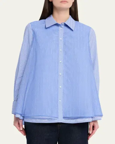 Brandon Maxwell Vaughn Frothy Layered Button-Down Shirt | Thumbnail 4 Brandon Maxwell Vaughn Frothy Layered Button-Down Shirt | Thumbnail 4
