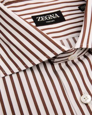 ZEGNA Men's Trecapi Cotton Bengal Stripe Dress Shirt | Thumbnail 2 ZEGNA Men's Trecapi Cotton Bengal Stripe Dress Shirt | Thumbnail 2