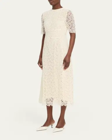 Kiton Guipure Lace Short-Sleeve Midi Dress | Thumbnail 4 Kiton Guipure Lace Short-Sleeve Midi Dress | Thumbnail 4