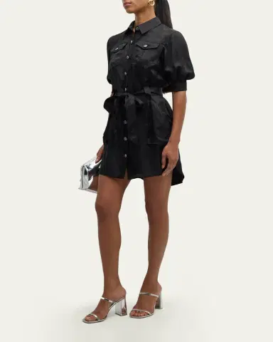 Cinq à Sept Damla Belted Puff-Sleeve Mini Shirtdress | Thumbnail 2 Cinq à Sept Damla Belted Puff-Sleeve Mini Shirtdress | Thumbnail 2