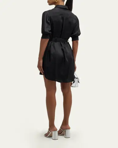 Cinq à Sept Damla Belted Puff-Sleeve Mini Shirtdress | Thumbnail 4 Cinq à Sept Damla Belted Puff-Sleeve Mini Shirtdress | Thumbnail 4