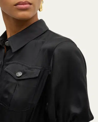 Cinq à Sept Damla Belted Puff-Sleeve Mini Shirtdress | Thumbnail 5 Cinq à Sept Damla Belted Puff-Sleeve Mini Shirtdress | Thumbnail 5