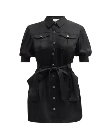 Cinq à Sept Damla Belted Puff-Sleeve Mini Shirtdress | Thumbnail 1 Cinq à Sept Damla Belted Puff-Sleeve Mini Shirtdress | Thumbnail 1