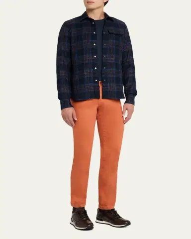 Kiton Men's Wool-Blend Plaid Snap-Front Overshirt | Thumbnail 2 Kiton Men's Wool-Blend Plaid Snap-Front Overshirt | Thumbnail 2