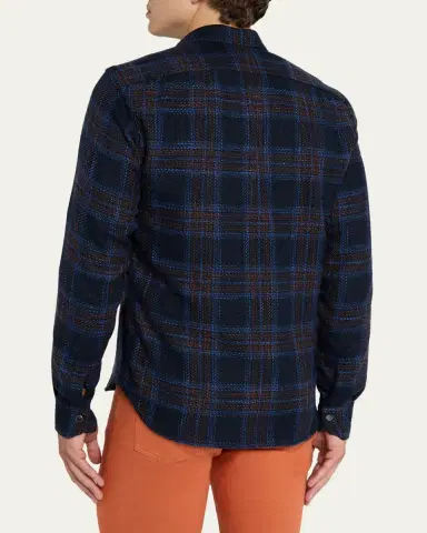 Kiton Men's Wool-Blend Plaid Snap-Front Overshirt | Thumbnail 3 Kiton Men's Wool-Blend Plaid Snap-Front Overshirt | Thumbnail 3