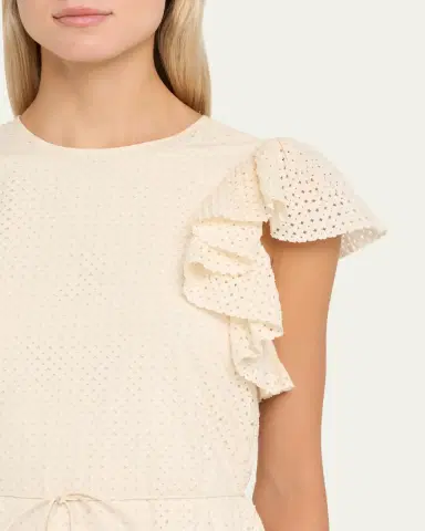 Ulla Johnson Sylvaine Flutter-Sleeve Lasercut Poplin Ankle Dress | Thumbnail 5 Ulla Johnson Sylvaine Flutter-Sleeve Lasercut Poplin Ankle Dress | Thumbnail 5