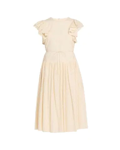 Ulla Johnson Sylvaine Flutter-Sleeve Lasercut Poplin Ankle Dress | Thumbnail 1 Ulla Johnson Sylvaine Flutter-Sleeve Lasercut Poplin Ankle Dress | Thumbnail 1