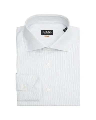 ZEGNA Men's Narrow Stripe Centoventimila Cotton Dress Shirt | Thumbnail 1 ZEGNA Men's Narrow Stripe Centoventimila Cotton Dress Shirt | Thumbnail 1