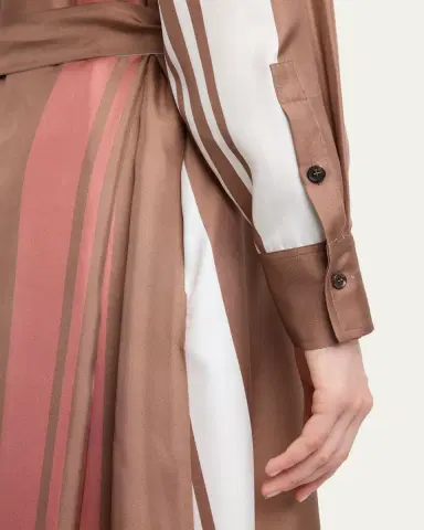 Kiton Striped Silk Belted Maxi Shirtdress | Thumbnail 5 Kiton Striped Silk Belted Maxi Shirtdress | Thumbnail 5