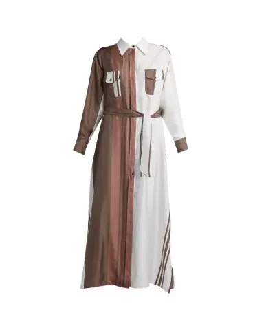 Kiton Striped Silk Belted Maxi Shirtdress | Thumbnail 1 Kiton Striped Silk Belted Maxi Shirtdress | Thumbnail 1