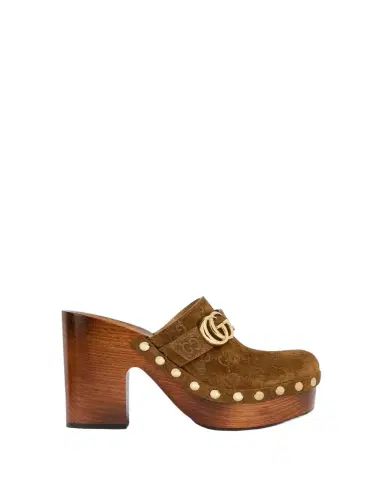 Gucci 70mm Double G Suede Platform Clogs | Thumbnail 1 Gucci 70mm Double G Suede Platform Clogs | Thumbnail 1