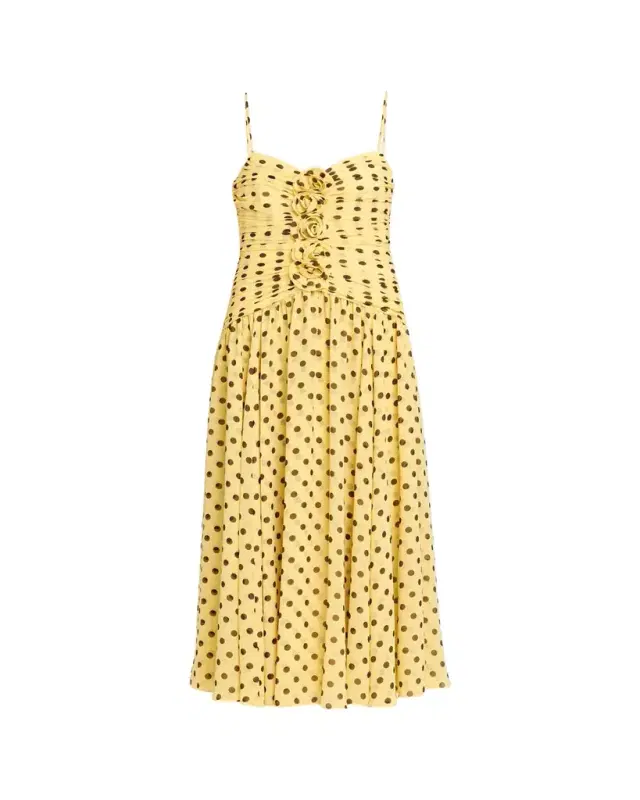 Madga Drop-Waist Camille Polka Dot Midi Dress Madga Drop-Waist Camille Polka Dot Midi Dress