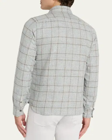 Kiton Men's Wool-Blend Plaid Overshirt with Pockets | Thumbnail 3 Kiton Men's Wool-Blend Plaid Overshirt with Pockets | Thumbnail 3