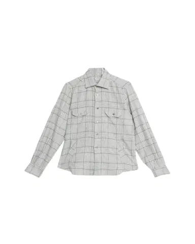 Kiton Men's Wool-Blend Plaid Overshirt with Pockets | Thumbnail 1 Kiton Men's Wool-Blend Plaid Overshirt with Pockets | Thumbnail 1