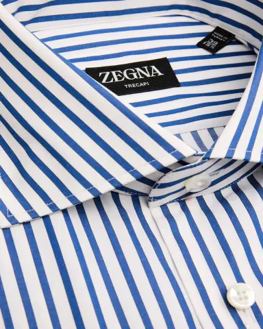 ZEGNA Men's Trecapi Cotton Bengal Stripe Dress Shirt | Thumbnail 2 ZEGNA Men's Trecapi Cotton Bengal Stripe Dress Shirt | Thumbnail 2