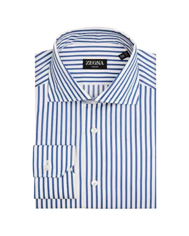 ZEGNA Men's Trecapi Cotton Bengal Stripe Dress Shirt | Thumbnail 1 ZEGNA Men's Trecapi Cotton Bengal Stripe Dress Shirt | Thumbnail 1