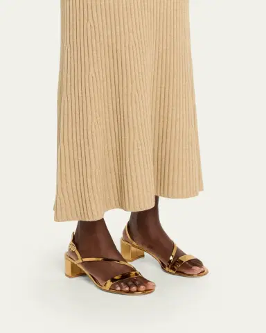 Gianvito Rossi 45mm Betsy Metallic Leather Sandals | Thumbnail 2 Gianvito Rossi 45mm Betsy Metallic Leather Sandals | Thumbnail 2