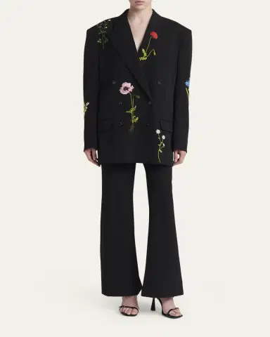 Stella McCartney Floral Embroidered Double-Breasted Boyfriend Blazer | Thumbnail 2 Stella McCartney Floral Embroidered Double-Breasted Boyfriend Blazer | Thumbnail 2