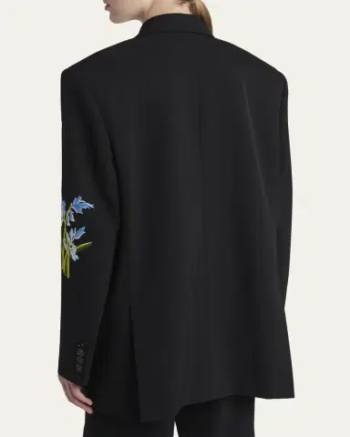 Stella McCartney Floral Embroidered Double-Breasted Boyfriend Blazer | Thumbnail 3 Stella McCartney Floral Embroidered Double-Breasted Boyfriend Blazer | Thumbnail 3
