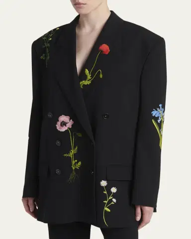 Stella McCartney Floral Embroidered Double-Breasted Boyfriend Blazer | Thumbnail 4 Stella McCartney Floral Embroidered Double-Breasted Boyfriend Blazer | Thumbnail 4
