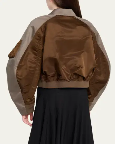 SACAI Mixed-Media Cotton Chino And Nylon Bomber Jacket | Thumbnail 3 SACAI Mixed-Media Cotton Chino And Nylon Bomber Jacket | Thumbnail 3