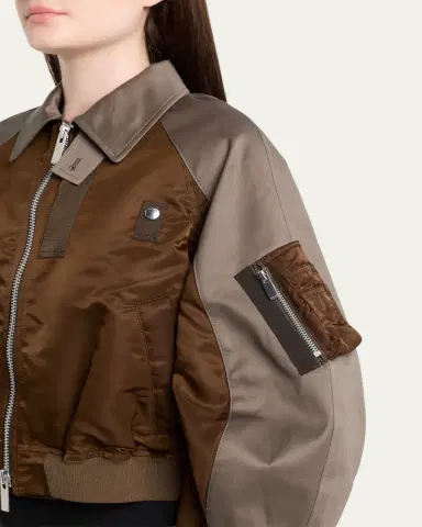 SACAI Mixed-Media Cotton Chino And Nylon Bomber Jacket | Thumbnail 5 SACAI Mixed-Media Cotton Chino And Nylon Bomber Jacket | Thumbnail 5