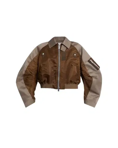 SACAI Mixed-Media Cotton Chino And Nylon Bomber Jacket | Thumbnail 1 SACAI Mixed-Media Cotton Chino And Nylon Bomber Jacket | Thumbnail 1