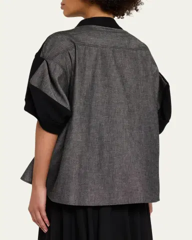 sacai Mixed-Media V-Neck Cardigan | Thumbnail 3 sacai Mixed-Media V-Neck Cardigan | Thumbnail 3