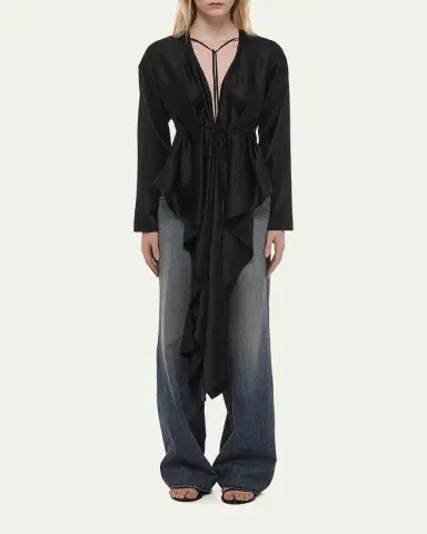 Helmut Lang Draped Silk Satin Scarf Top | Thumbnail 2 Helmut Lang Draped Silk Satin Scarf Top | Thumbnail 2