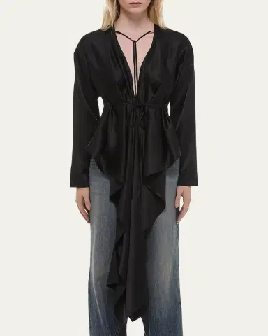 Helmut Lang Draped Silk Satin Scarf Top | Thumbnail 4 Helmut Lang Draped Silk Satin Scarf Top | Thumbnail 4