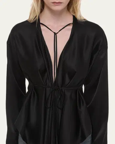 Helmut Lang Draped Silk Satin Scarf Top | Thumbnail 5 Helmut Lang Draped Silk Satin Scarf Top | Thumbnail 5