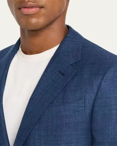 ZEGNA Men's Tonal Plaid Single-Breasted Sport Coat | Thumbnail 4 ZEGNA Men's Tonal Plaid Single-Breasted Sport Coat | Thumbnail 4